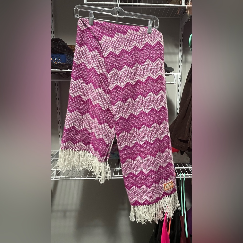 Peruvian Figueroa Alpaca Wool Long Soft White Pink Scarf